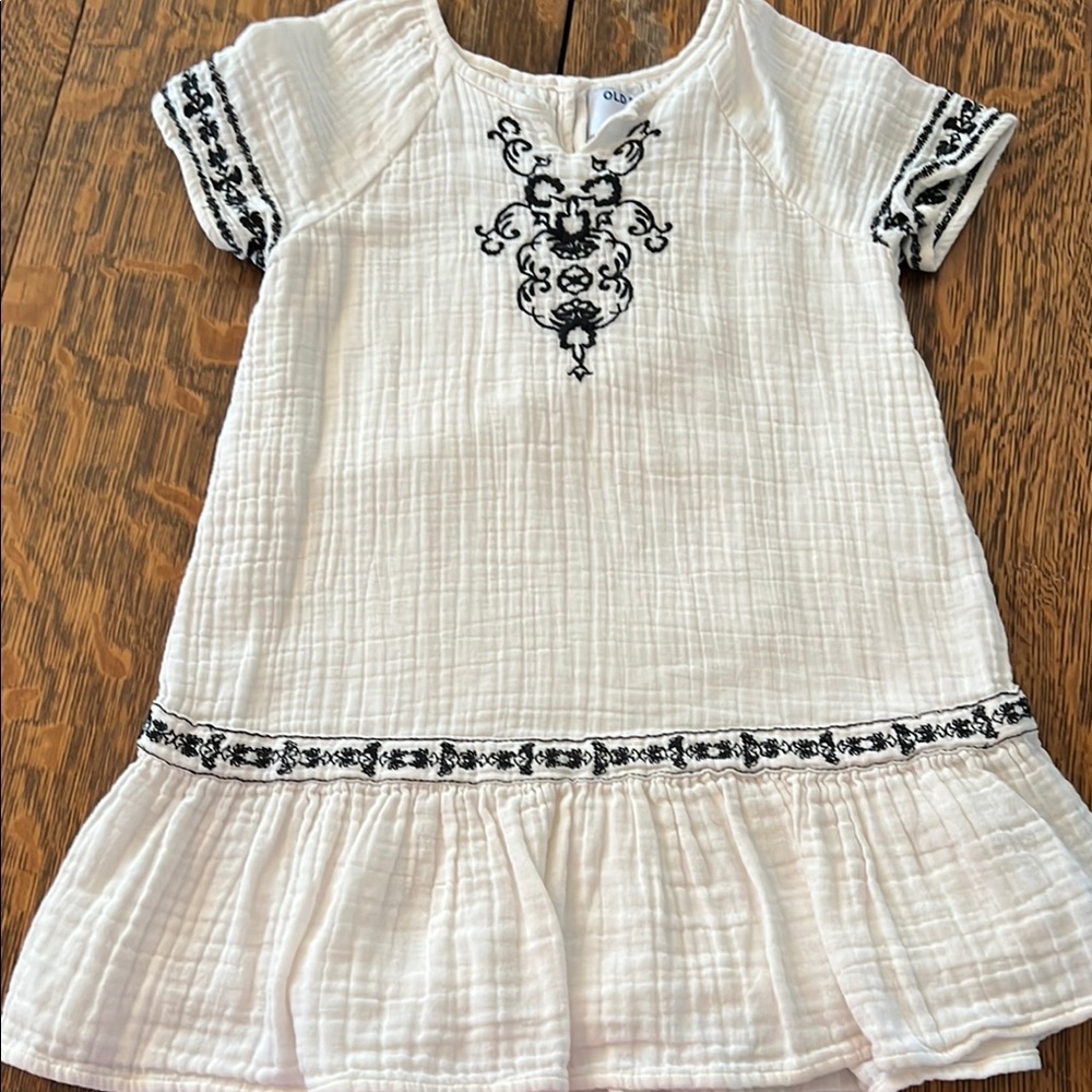 White Dress with Black Embroidery
